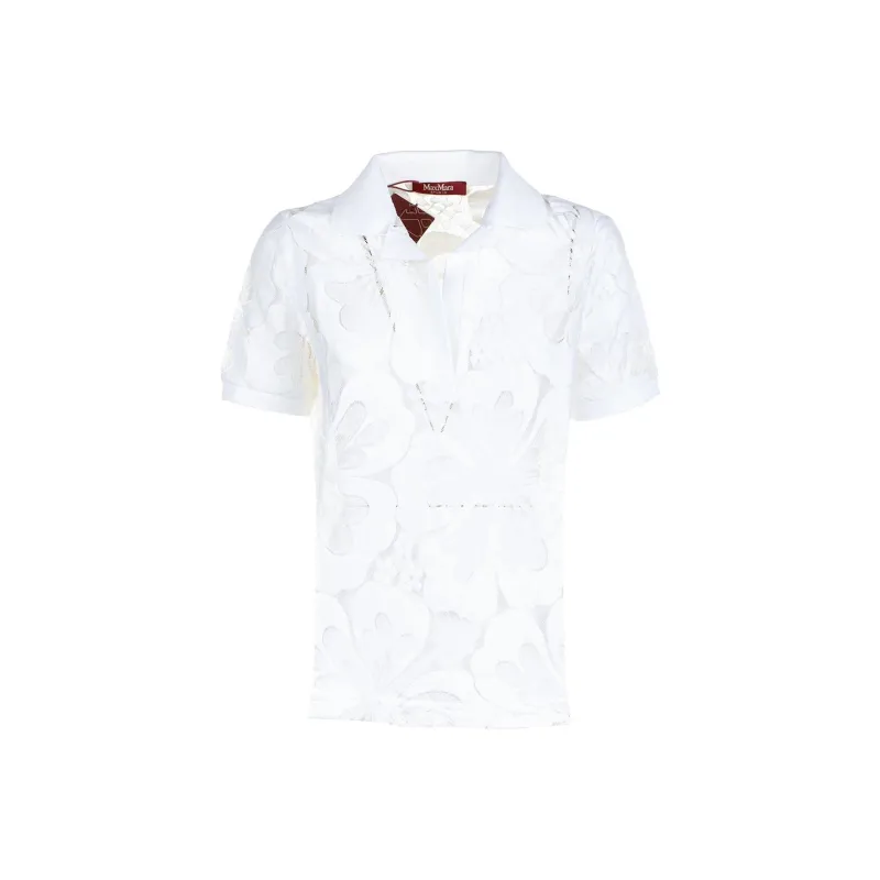 MaxMara Studio Floral Patterned Lace Detailed Top-0