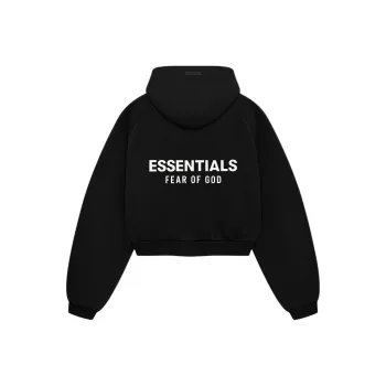 Fear Of God Essentials Fleece Cropped Hoodie 'Black'