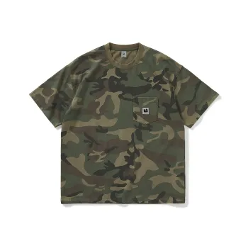 714STREET 300G Heavyweight 100% Cotton Skin Friendly Moisture Wicking Pocket Short Sleeved T Shirts Unisex Camouflage
