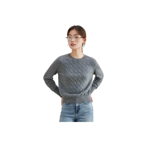 MIHUANG Cashmere Sweater Women's Medium Gray