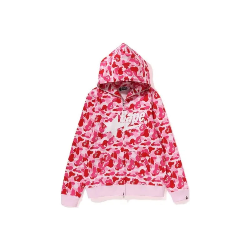 A BATHING APE Abc Bearfull Zip Hoodie Pink-0