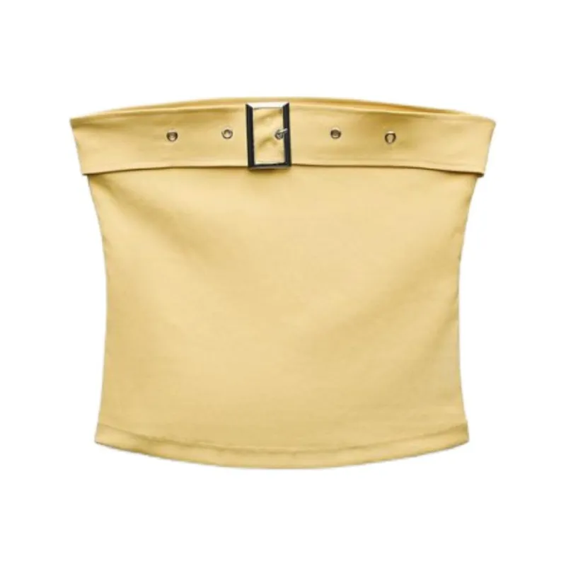 ZARA Strapless Top Women's Yellow-0