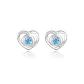 S999 Ocean's Heart Stud Earrings (Blue Zircon, 1 Pair)