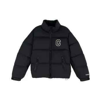 COVERNAT Stand Collar Arched Letter Design Thickened Down Jacket Unisex Black