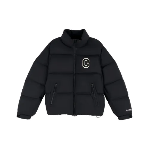 COVERNAT Stand Collar Arched Letter Design Thickened Down Jacket Unisex Black