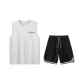 2-Piece Set (White Gray Top+Black Pants)
