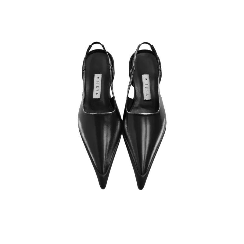 MIISTA Annya Silver Courts Irregular Heel High Heels 5cm Women's Black-3