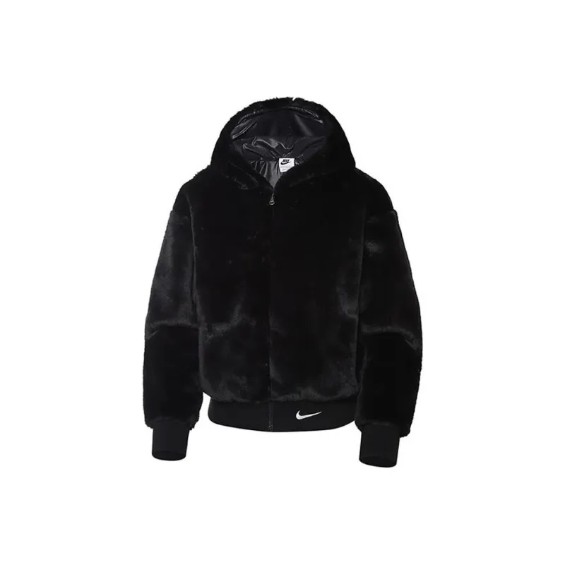 Nike Sportswear Essentials Faux Fur Jacket Black/White-0