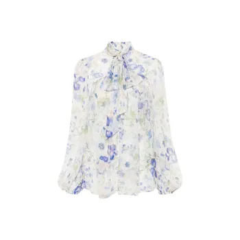 Zimmermann Natura Floral Printed Long Sleeved Blouse