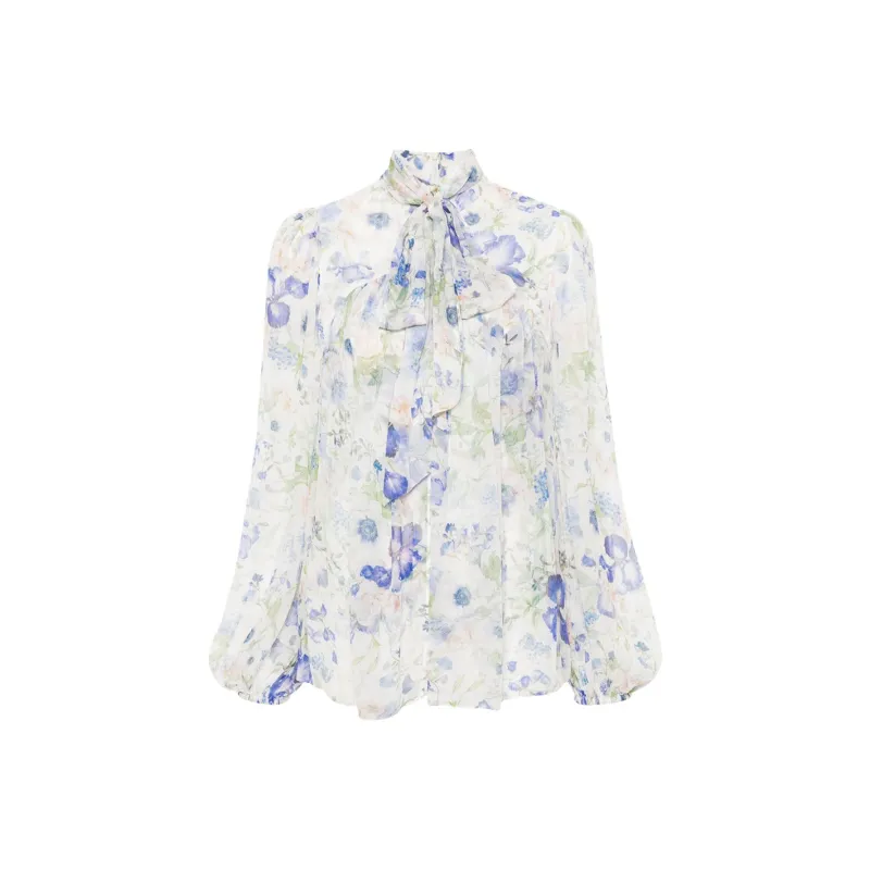 Zimmermann Natura Floral Printed Long Sleeved Blouse-0
