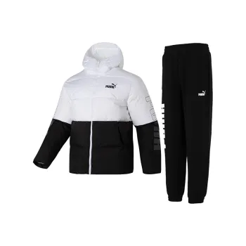 PUMA Casual Sportswear Men Black White Top+Black Bottom