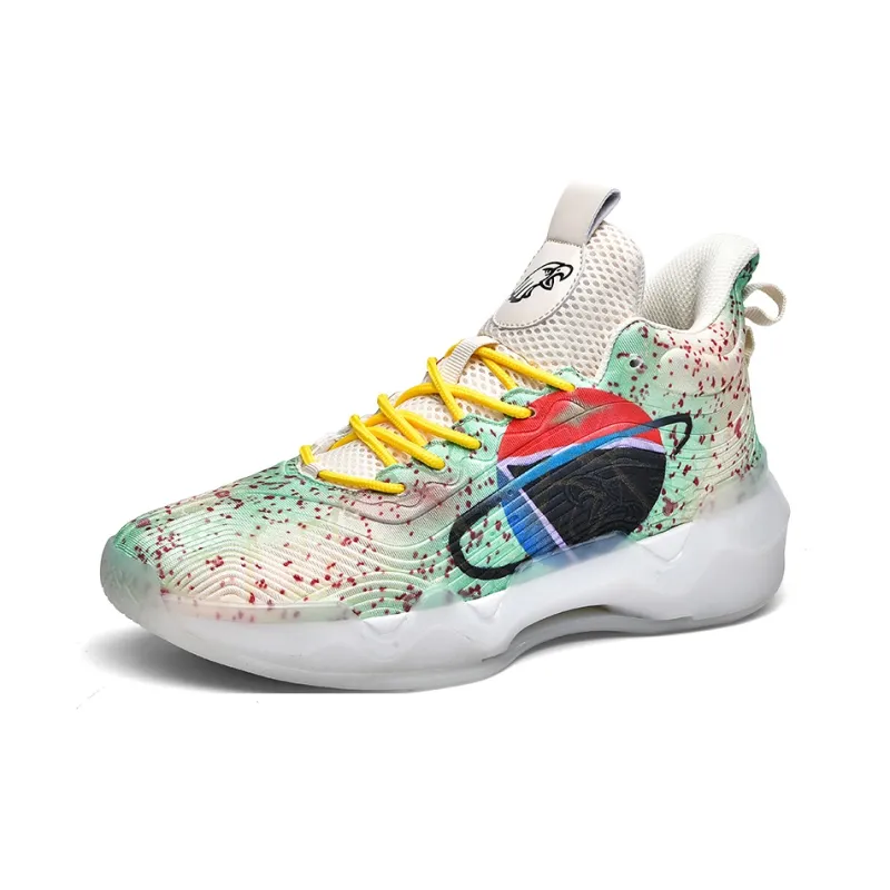 QIUTEXIONG Shock Absorbers With Slip Resistant And Abrasion Resistant Properties Mid Top Basketball Shoes Unisex-3