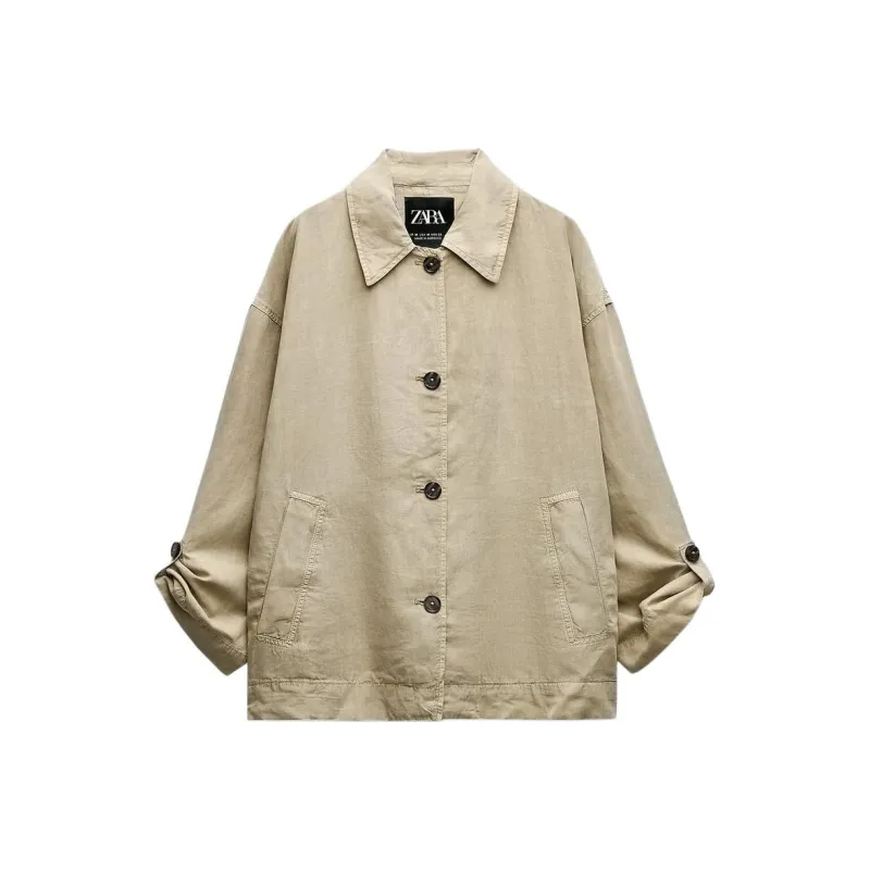 ZARA Jackets Coats Women's Light Khaki-0