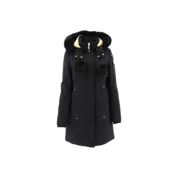 Moose Knuckles Solid Color Hooded Down Jacket Women's Black