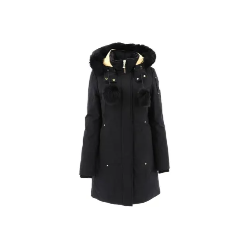 Moose Knuckles Solid Color Hooded Down Jacket Women's Black