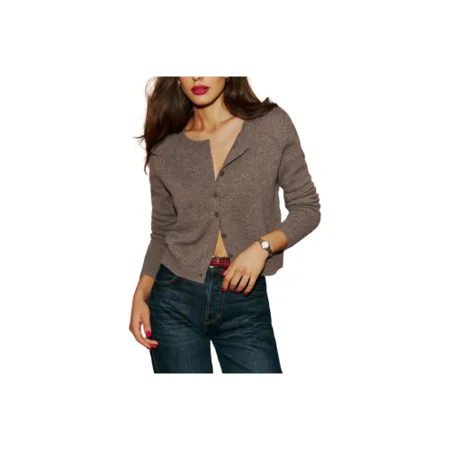 REFORMATION Clara Cashmere Crew Cardigan Cashmere Sweater Women's Cocoa