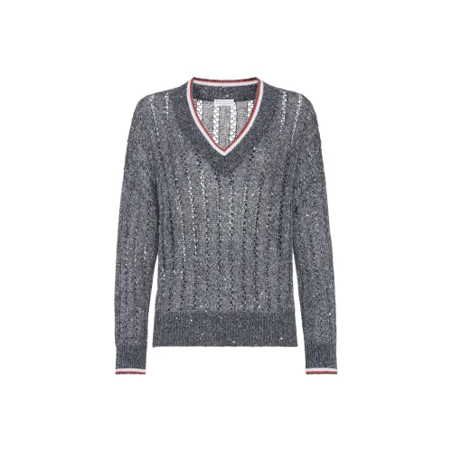 Brunello Cucinelli Openwork Knitted V Neck Jumper
