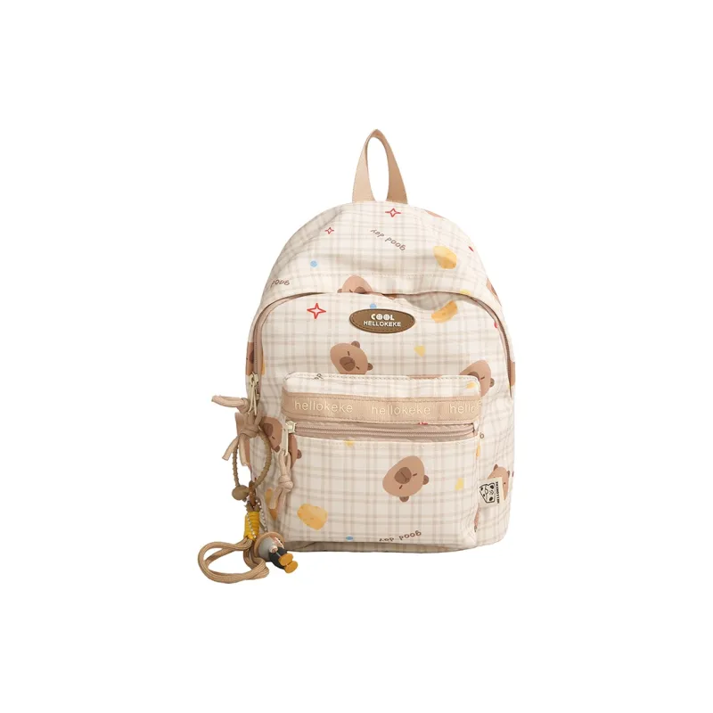 Yalu Nylon Backpack Regular Unisex White & Blue/Ecru/Khaki/Blue/Brown-24