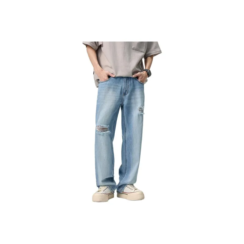 BUYDAUL Jeans Unisex Colorful Blue-0