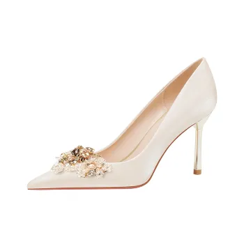 Lan Miao Slim Heel High Heels Women's Champagne