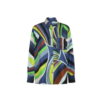 EMILIO PUCCI Iride-print Silk Wrap Blazer