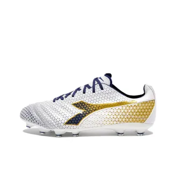 Diadora Soft Ground Anti Slip Wear Resistant Soccer Shoes Men's White