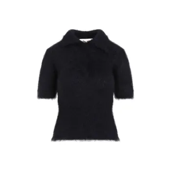 MARNI Short Sleeved Brushed Knitted Polo Top