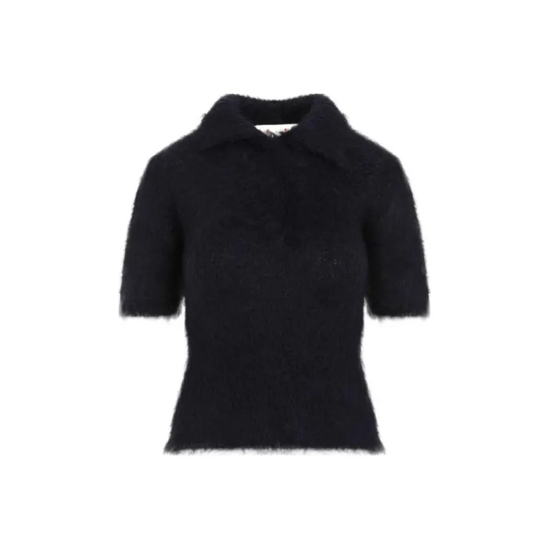 MARNI Short Sleeved Brushed Knitted Polo Top-0