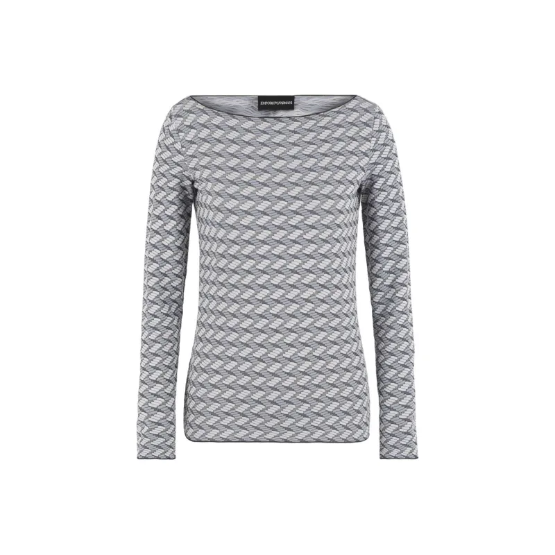EMPORIO ARMANI Short sleeved V neck Jumper In Embossed Jacquard Jersey-0