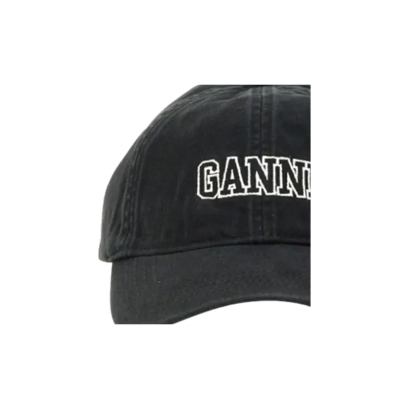 GANNI Logo Embroidered Curved Peak Hat-2
