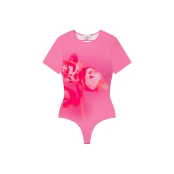 Khy x IOANNES FW24 Smooth Stretch Open Back Bodysuit Bodysuits Women's Pink Peony