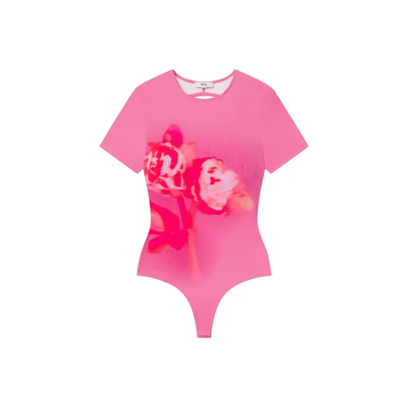Khy x IOANNES FW24 Smooth Stretch Open Back Bodysuit Bodysuits Women's Pink Peony-0