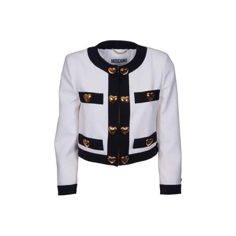 MOSCHINO Heart Embellished Long Sleeved Cropped Jacket-4