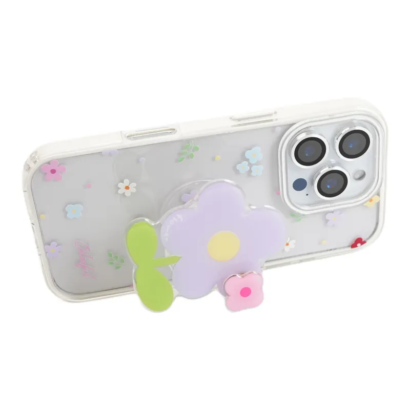 Wei Xin Acrylic Material Multicolor Floral Stand Phone Cases Compatible With IPhone 16/15 Pro Max/Apple 13/14 Pro/Max-3