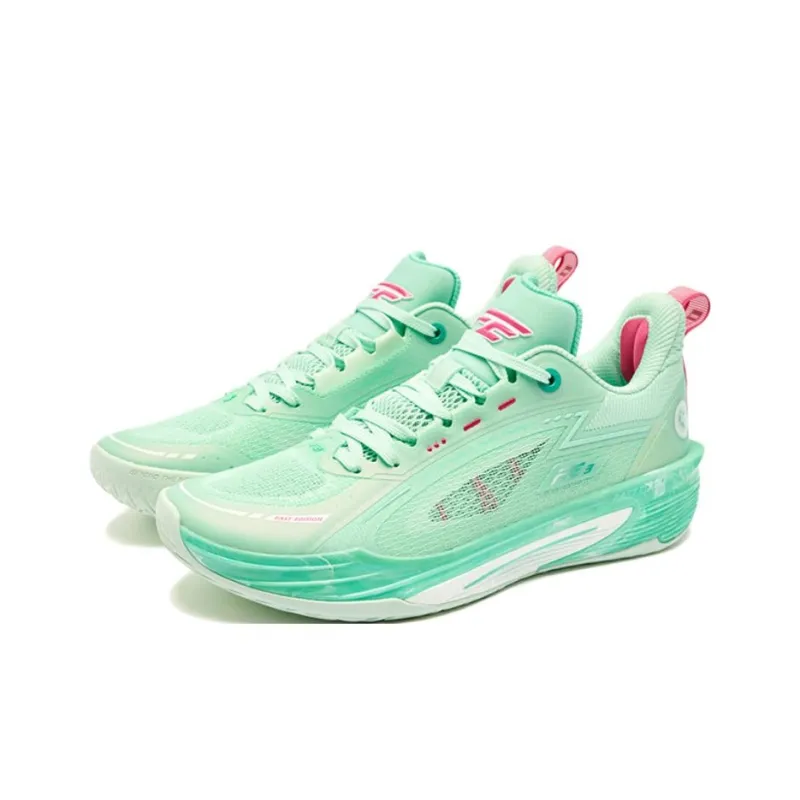 QIAODAN FE3.0 Chinese Jade Cushioning, Slip Resistant, And Abrasion Resistant Low Top Basketball Shoes Men's Green Pink-2