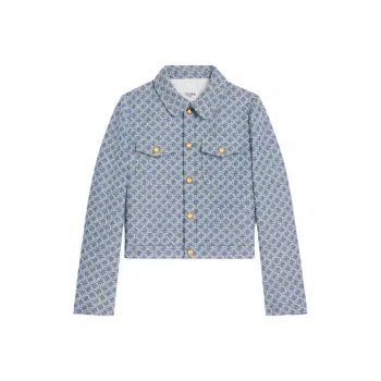 CELINE Trucker Jacket In Monogram Chambray Cotton