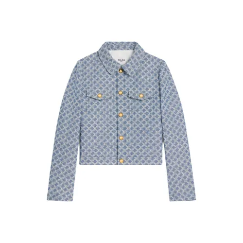 celine and Trucker Jacket In Monogram Chambray Cotton