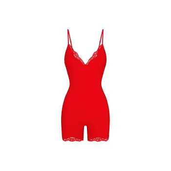 SKIMS Valentine's Day Collection SS25 FITS EVERYBODY LACE TRIANGLE ONESIE Jumpsuit Women's CAYENNE/Cayenne