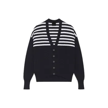 Givenchy 4G Patch Striped Knit Cardigan