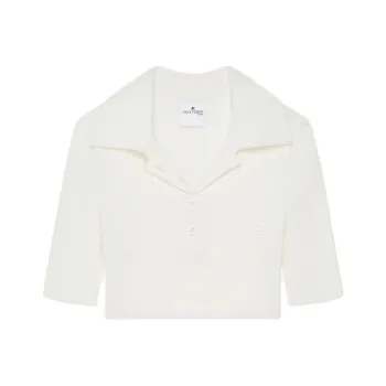 COURREGES Knitted Cropped Polo Top