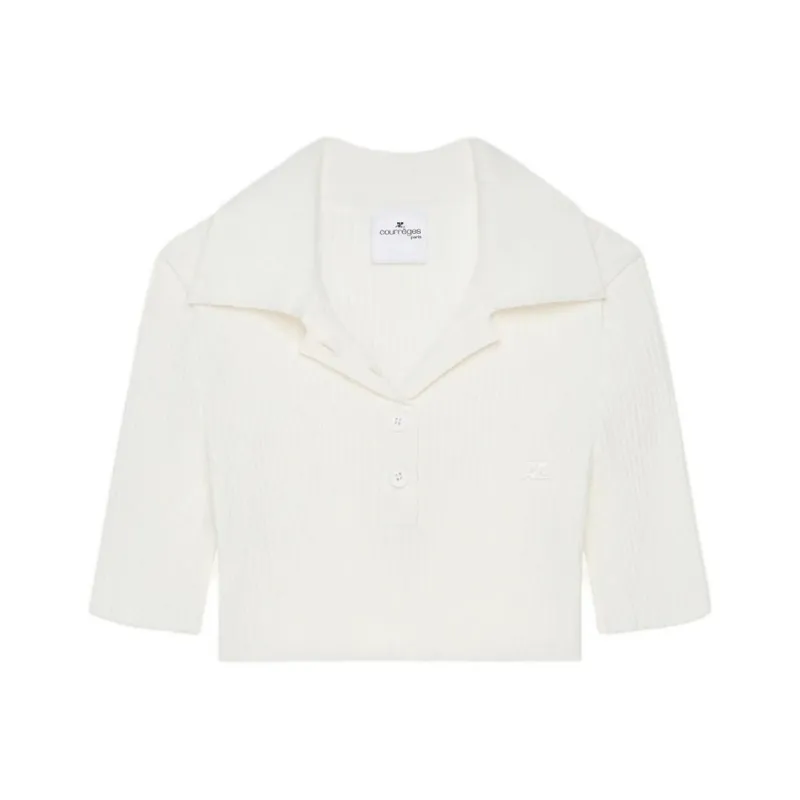 Courrèges Knitted Cropped Polo Top-0