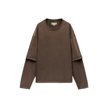 ZARA Drop Shoulder Sleeve T Shirt Women's Brown
