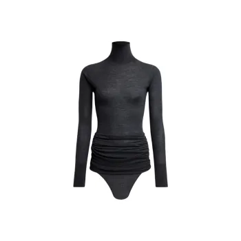 Alaia High Neck Draped Knit Bodysuit