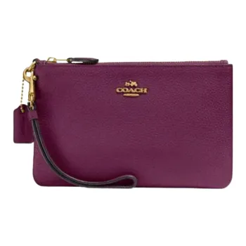 COACH Wristlet Leather Clutch Wrist Bag Small Size Women's
