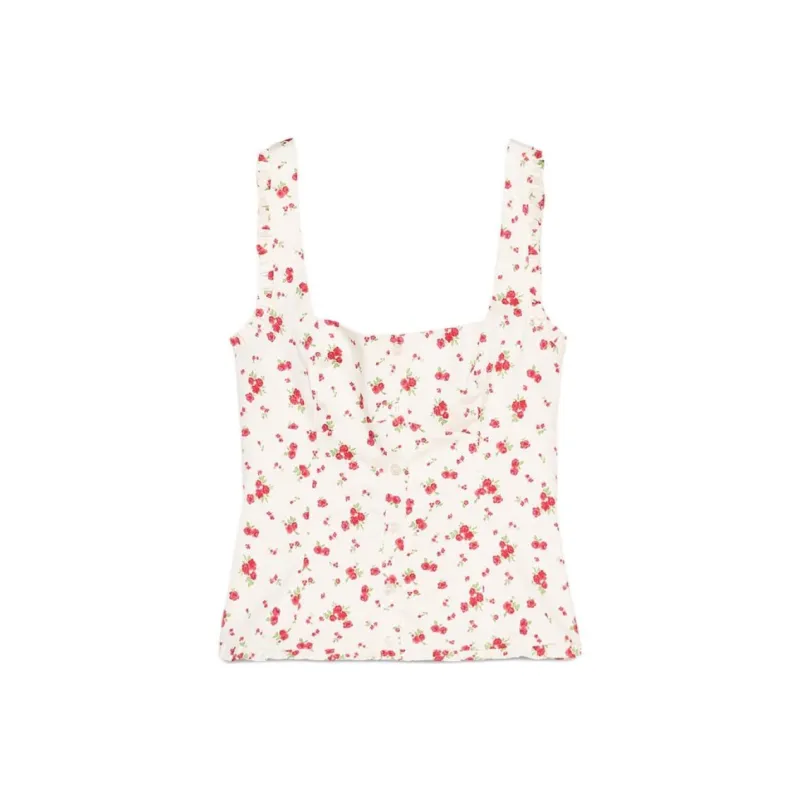 ZARA Camisole Women's White Base With Red Flowers-0