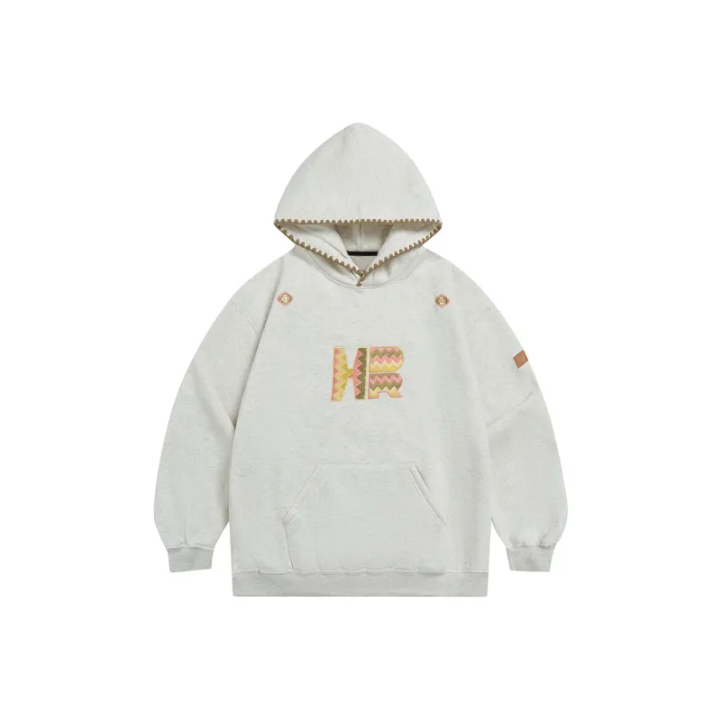 PAZZO Heavyweight Embroidered Loose Fit Hoodie Unisex Light Gray-0