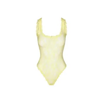 SKIMS STRETCH LACE TANK BRIEF BODYSUIT Bodysuits Women's Lemonade/Lemon
