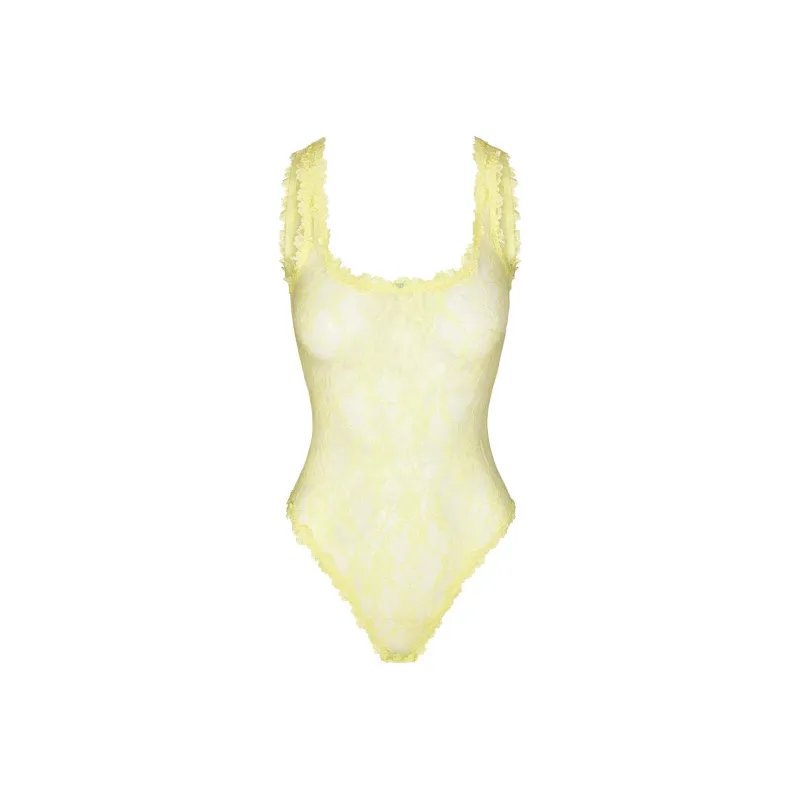 SKIMS STRETCH LACE TANK BRIEF BODYSUIT Bodysuits Women's Lemonade/Lemon-0