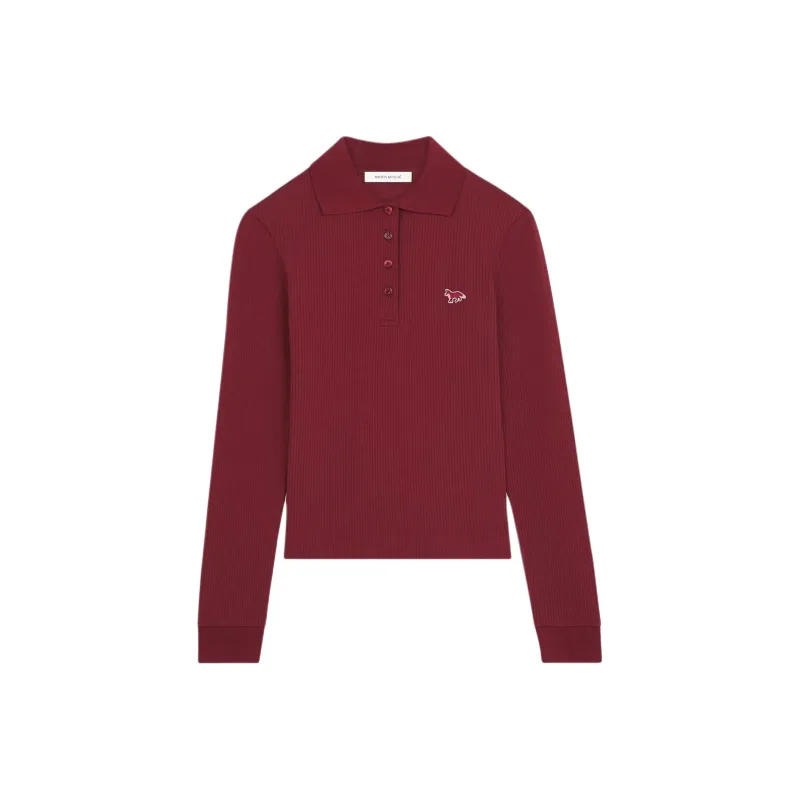 Maison Kitsune Ribbed Long Sleeved Polo Shirt-0