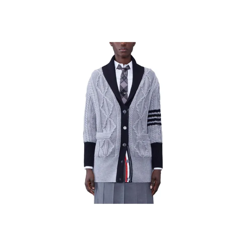 THOM BROWNE Signature 4 bar Stripe Cardigan-0
